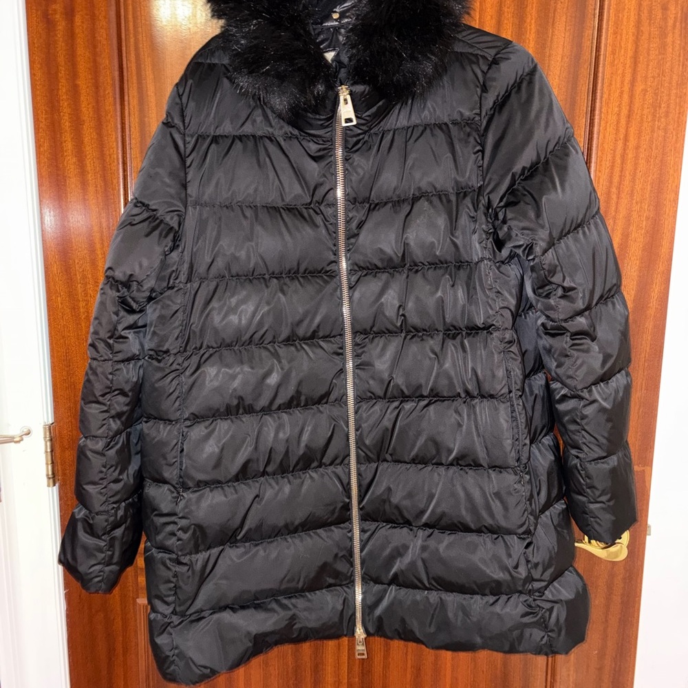 Herno Black Puffer Jacket with Faux Fur Trim